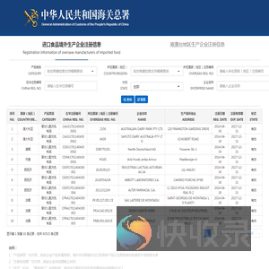 进口食品境外生产企业注册信息